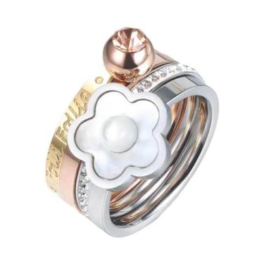 Imagem de Anel De Noivado E Casamento Em Aço Inoxidável Com Zircônia Cúbica E De