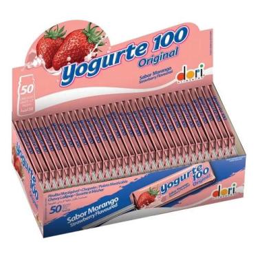 Imagem de Pirulito Dori yogurte100 morango sem glúten 560g caixa com 5