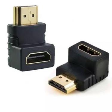 Imagem de Adaptador Hdmi Macho X Hdmi Fêmea 90º Preto - Lelong
