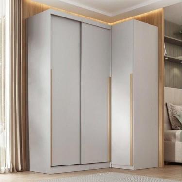 Imagem de Guarda-roupa Modular de Canto 2 Peças 3 Portas com 2 Portas de Correr 