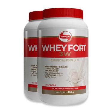 Imagem de Kit 2 Whey Fort 3W Neutro Vitafor 900g