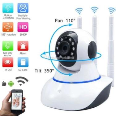 Imagem de Camera Segurança Ip Hd 720 Sem Fio Wifi P2p Áudio Sd 3 antenas - Wirel