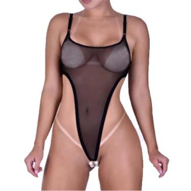Imagem de Body Agora Ou Nunca Em Tule Com Pérolas Tailandesas Preto - Lingerie S