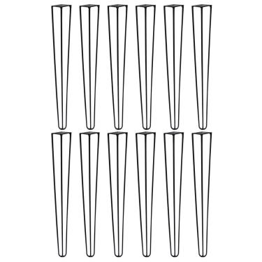 Imagem de Kit 12 Pés de Mesa Hairpin Legs de Metal Gran Belo G41 para Móveis 60cm Preto