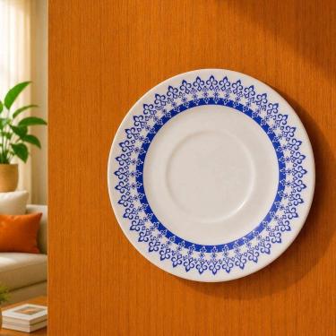 Imagem de Pires Decorativo de Parede Grecia com Suporte em Cerâmica Branco