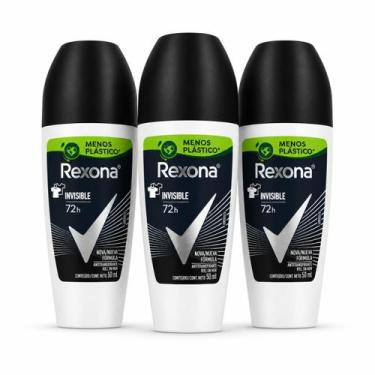 Imagem de Kit 3 Desodorante Rollon Rexona Invisible 72h 50ml