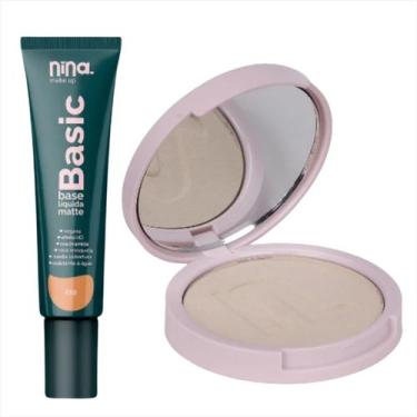 Imagem de Kit Nina Makeup Base Líquida Basic+Pó Comapcto Instant Cor 2