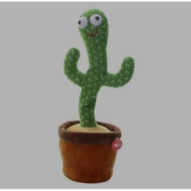 Imagem de CACTO DANÇANTE FALANTE BRINQUEDO DE PELÚCIA GRAVADOR DE VOZ RECARREGÁVEL CARREGAMENTO VIA USB CANTA REPETE TOCA MÚSICA