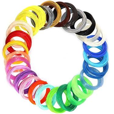 Imagem de Refil de filamento para caneta de impressão 3D PLA 28 cores, cada cor de 3 metros, total de 70 metros, presente extra com 2 tampas de dedo da MKOEM