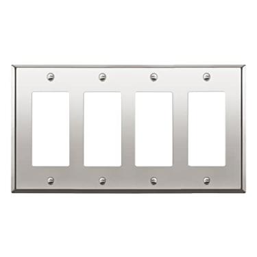 Imagem de Interruptor de Decoração/Tomada de Metal Enerlites Placa de Parede 4 Gang-Única, Polished Chrome