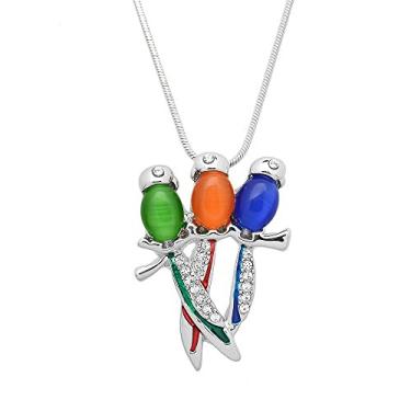 Imagem de Colar com pingente Falari Hummingbird e outros p ssaros cristal strass r dio alto polido Multicor