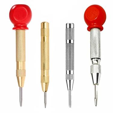 Imagem de Pacote com 4 perfuradores centrais automáticos, perfurador central com tensão ajustável, furador com tampa de almofada, ferramenta manual para metal, madeira, plástico