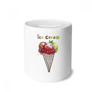 Imagem de DIYthinker Watercolor Leaves Cones Ice Cream Money Box Saving Banks Ceramic Coin Case Kids Adults