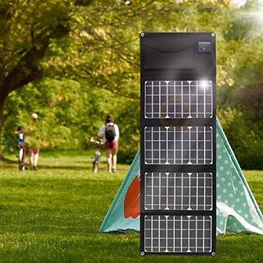 Imagem de Painel solar portátil de silicone monocristalino 28 W dobrável telefone móvel USB carregamento rápido telefone móvel à prova d'água carregador solar