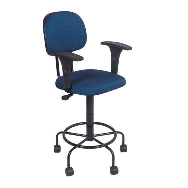 Imagem de Cadeira Caixa Alta com rodizios bracos de regulagem de altura Atendimento Recepção Balcão Azul