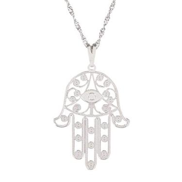 Imagem de Colar Hamsa 30mm - Sunshine Cristais Cor:Prata