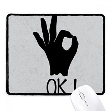 Imagem de OK Outline Mousepad personalizado para gestos com bordas costuradas Tapete de borracha para jogos