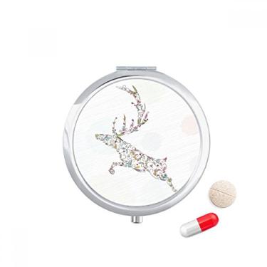 Imagem de Caixa de comprimidos com estampa de plantas de Natal com rena, caixa de armazenamento de medicamentos