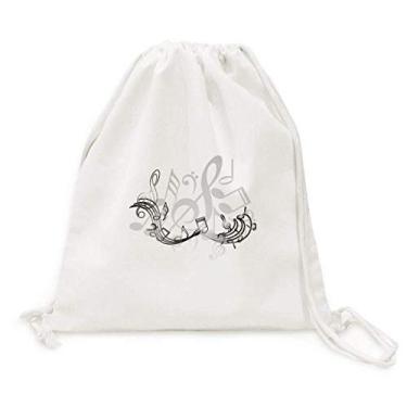 Imagem de Mochila estilosa Flappg notas musicais azul lona cordão bolsa compras viagem viagem