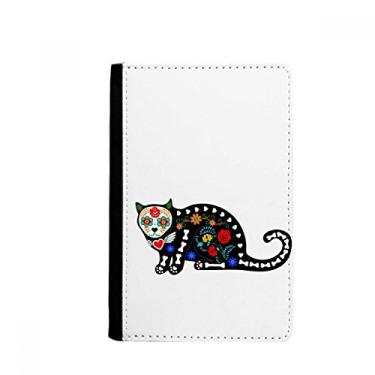 Imagem de Carteira preta de gato flor osso Halloween Terror passaporte porta-cartões Notecase Burse