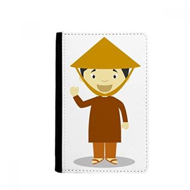 Imagem de Carteira de bambu com desenho do Vietnã e porta-passaporte Notecase Burse