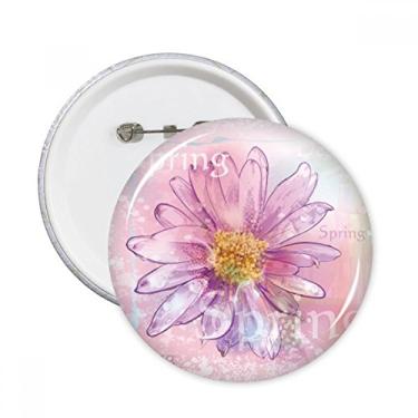 Imagem de Aquarela rosa crisântemo flor planta pinos redondos distintivo decoração roupas 5 peças presente