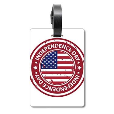 Imagem de Bandeira do Dia da Independência dos EUA com etiqueta de mala e etiqueta para cartão de bagagem