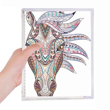 Imagem de Caderno de desenho de cavalo colorido estilo mosaico, diário de folhas soltas recarregável