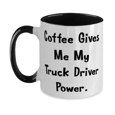 Imagem de Motorista especial de caminhão, Coffee Give Me My Truck Driver Power, Caneca de aniversário inapropriado em dois tons 325 ml para colegas