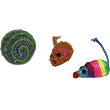 Imagem de Kit Brinquedo Chalesco Bolinha e Ratinho de Sisal para Gatos - Tam. Único