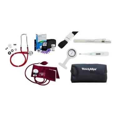 Imagem de Kit Academico Enfermagem Com Esfigmo Esteto Glicosimetro (VINHO)