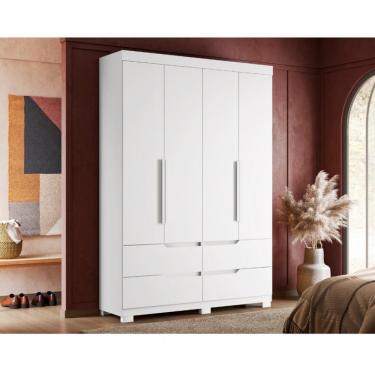 Imagem de Guarda-Roupa 4 Portas 4 Gavetas Doble Albatroz - Branco Fosco Liso