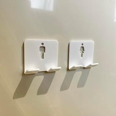 Imagem de Kit 2 Suportes Parede Banheiro Lamina Autocolante Acrílico (Branco)