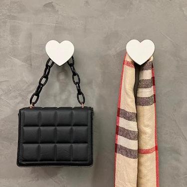 Imagem de Kit 4 Pendurador De Parede Mdf Laminado Formato Coração