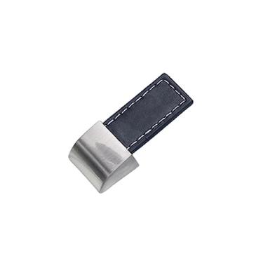 Imagem de Armário de liga de zinco feito à mão com cabo de couro estilo porta macia gaveta armário de cozinha ferragens de guarda-roupa, preto, Dan