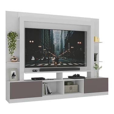 Imagem de Rack Estante com Painel e Suporte Tv 65" e 2 portas Oslo Multimóveis Branco/lacca Fumê