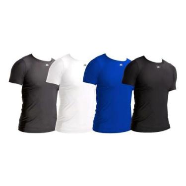 Imagem de Camiseta Térmica Azul Segunda Pele Alta Compressão Manga Curta Antibac