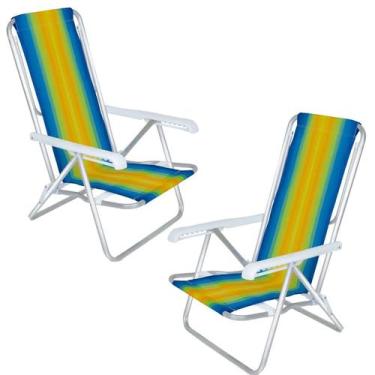 Imagem de 2 Cadeira Praia Piscina Em Alumínio Dobrável 8 Posições Mor