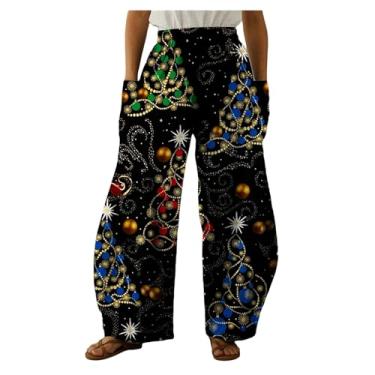 Imagem de Calça De Perna Larga De Natal Feminina Calças De Impressão Casual Calças Versáteis Soltas Outono