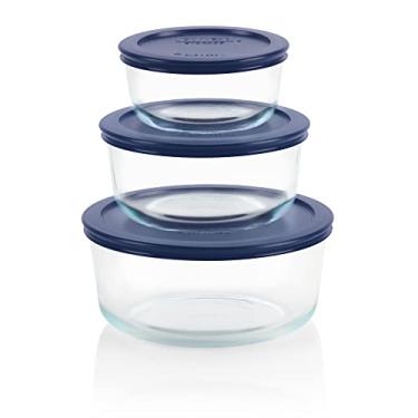 Imagem de Pyrex Storage 6-Piece Round Set, Clear with Blue Lids (6010170)