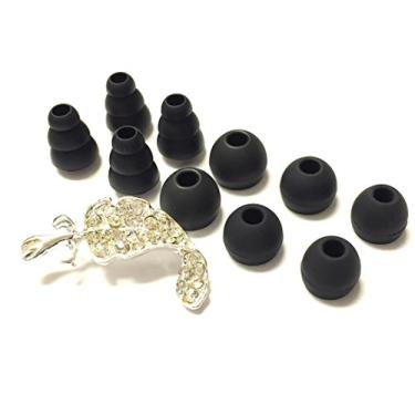 Imagem de Conjunto de reposição de 4 peças pequenas de flanges triplas pretas e 6 peças de gel de ouvido preto (2 pequenos, 2 médios, 2 grandes), compatível com Monster Beats Dr. Dre Tour Powerbeats urBeats HeartBeats Lady Gaga DiddyBeats