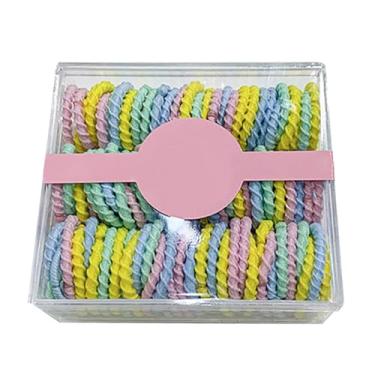 Imagem de Pacote com 100 laços de cabelo elásticos coloridos para meninas – Faixas de cabelo elásticas para todos os tipos de cabelo, acessórios modernos para rabo de cavalo