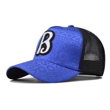 Imagem de GeRRiT Boné de beisebol masculino de malha bordado com logotipo personalizado, tendência da moda, boné unissex para uso ao ar livre, B Safira azul, G