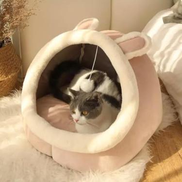 Imagem de Caminha para cachorro Caminha Pet Redonda Caminha para Gatos Pelúcia Tenda Premium Tamanho Médio (Rosa - Coelho)