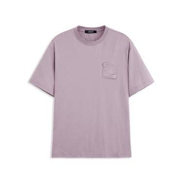 Imagem de Uquoyo Camisetas masculinas de manga curta casual básica de algodão gola redonda verão, Cinza e roxo, G