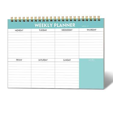 Imagem de Caderno semanal Planner – 17,78 cm x 25,4 cm, organizador semanal de hábitos para homens e mulheres, 52 folhas, papel 100 g/m², bloco de notas semanais sem data com sua vida, azul-petróleo