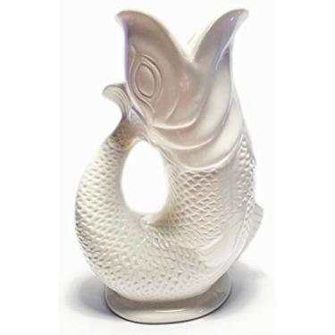 Imagem de Mazeology Jarra de água branca em forma de peixe de porcelana branca com capacidade de 1,5 litro, 26 cm de altura