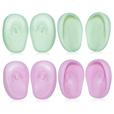 Imagem de 4 pares de silicone para tingimento de cabelo protetores de orelha para coloração de cabelo protetores de ouvido para natação protetores de ouvido para secador de cabelo protetores de ouvido térmicos