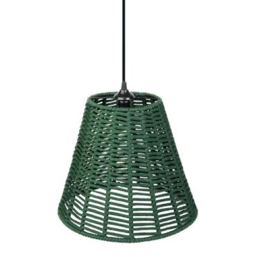 Imagem de Pendente Luminária de Teto Corda Nautica Verde Área Gourmet Cozinha Artesanal Decoração e Iluminação