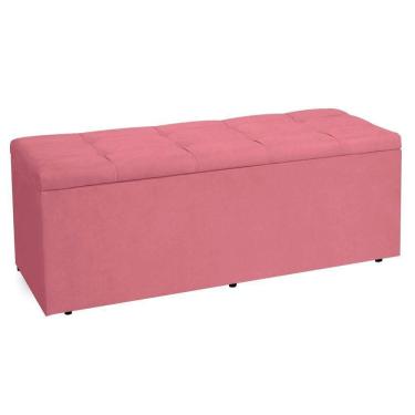 Imagem de Calçadeira Recamier Baú Casal 1,40m Roma Suede Rosa - Pallazio